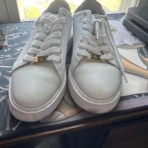 LC Lauren Conrad White Sneakers with Gold Accents